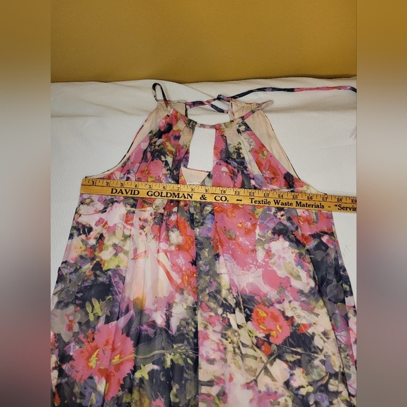 Maggy London Chiffon Floral Maxi Length Dress sz 8 - Picture 9 of 11